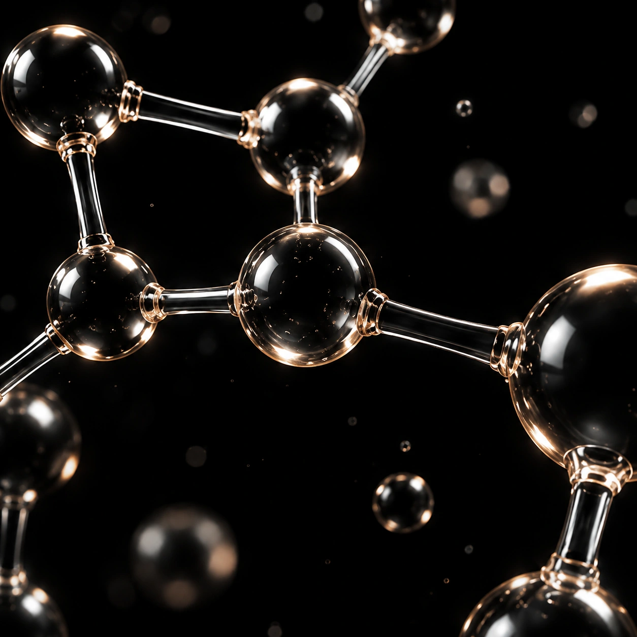 Abstrakte molekulare Struktur als Darstellung moderner Polymer- und Klebstofftechnologie